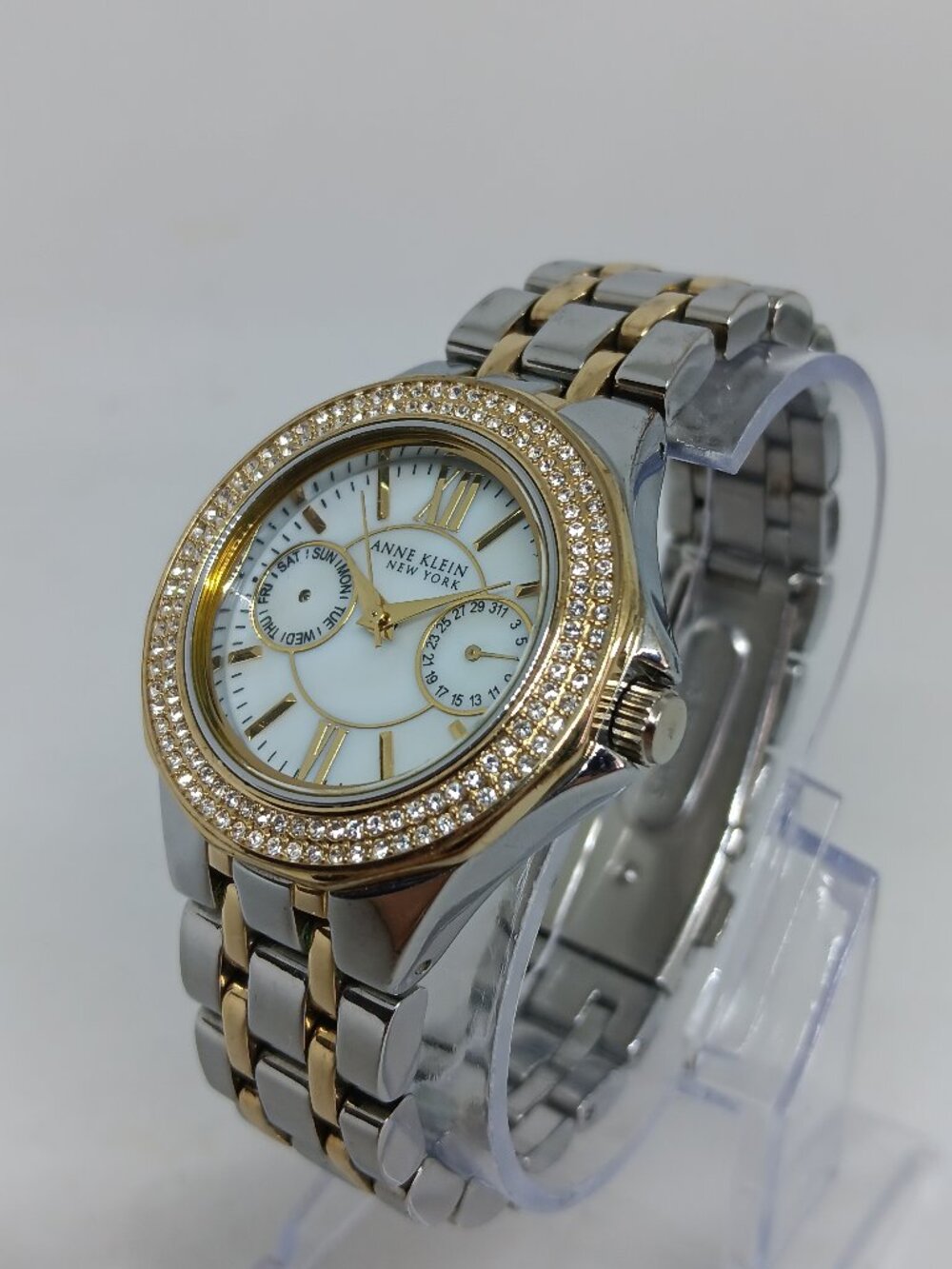 Anne Klein 12/2277 Women's 34mm Gold/Silver Tone S/Steel Quartz Watch PLS READ